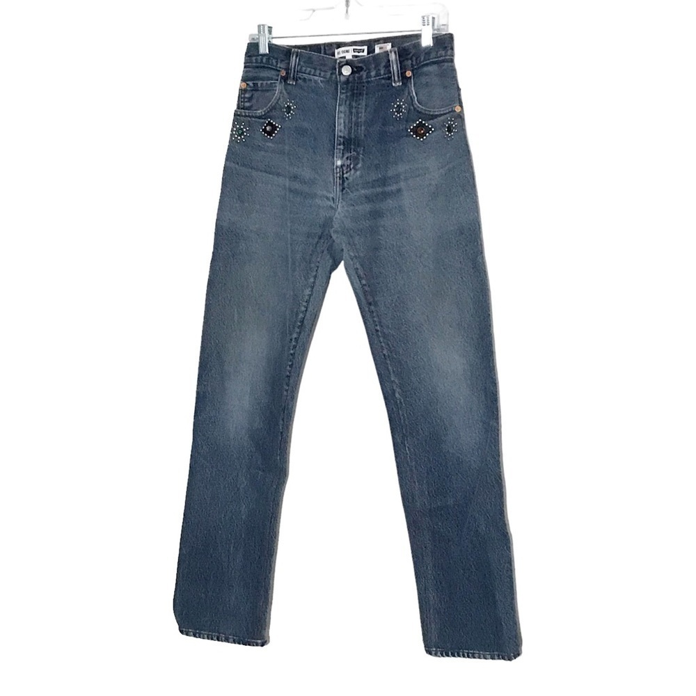 RE/DONE Originals 70s Straight in Indigo Stud Size 26 NWT - Picture 3 of 12
